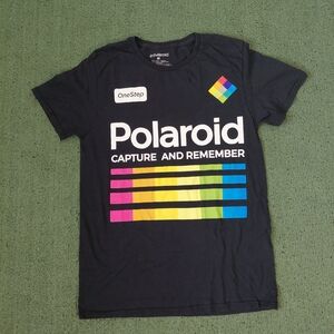 Polaroid Capture And Remember Colorful Logo Black T Shirt Sz Medium
